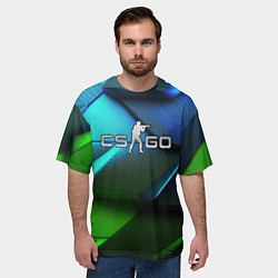 Футболка оверсайз мужская CS GO green blue abstract, цвет: 3D-принт — фото 2