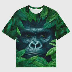 Мужская футболка оверсайз Горилла в кустах