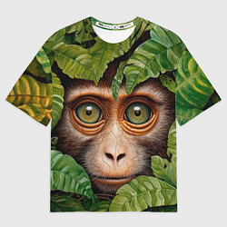 Мужская футболка оверсайз Обезьяна в джунглях