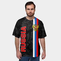 Футболка оверсайз мужская Russia black style, цвет: 3D-принт — фото 2