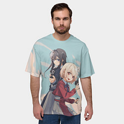 Футболка оверсайз мужская Takina Inoue and Chisato Nishikigi - Lycoris Recoi, цвет: 3D-принт — фото 2