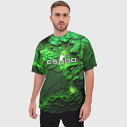 Футболка оверсайз мужская CS GO green abstract, цвет: 3D-принт — фото 2