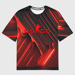 Футболка оверсайз мужская CS GO red neon, цвет: 3D-принт