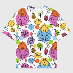 Мужская футболка оверсайз Индийские слоники