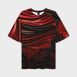 Футболка оверсайз мужская Кожаная красная и черная текстура, цвет: 3D-принт