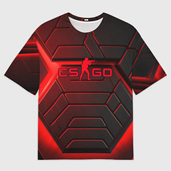 Футболка оверсайз мужская Red neon CS GO, цвет: 3D-принт