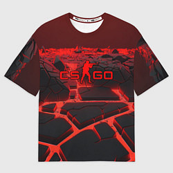 Футболка оверсайз мужская CS GO red neon texture, цвет: 3D-принт