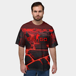 Футболка оверсайз мужская CS GO red neon texture, цвет: 3D-принт — фото 2