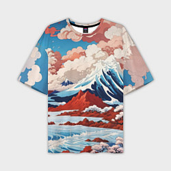 Мужская футболка оверсайз Пейзаж в Японском ретро стиле