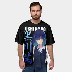 Футболка оверсайз мужская Oshi no ko - аканэ и иероглифы, цвет: 3D-принт — фото 2