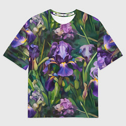 Мужская футболка оверсайз Ирисы паттерн