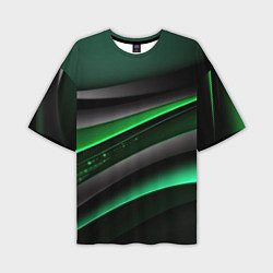 Футболка оверсайз мужская Black green line, цвет: 3D-принт
