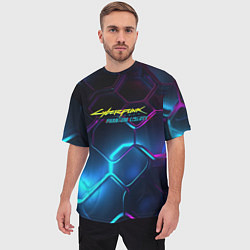 Футболка оверсайз мужская Neon cyberpunk logo, цвет: 3D-принт — фото 2