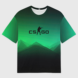 Футболка оверсайз мужская CS GO green black background, цвет: 3D-принт