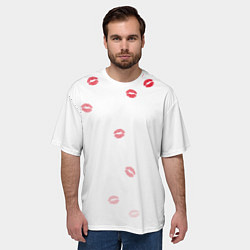 Футболка оверсайз мужская Следы поцелуев губы, цвет: 3D-принт — фото 2