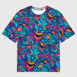 Мужская футболка оверсайз Неоновые монстры - graffiti art style pattern