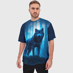 Футболка оверсайз мужская Волк в ночном лесу, цвет: 3D-принт — фото 2