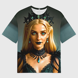 Футболка оверсайз мужская Девушка гот с изумрудными глазами, цвет: 3D-принт