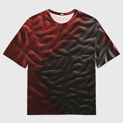 Футболка оверсайз мужская Красно черная волнистая текстура, цвет: 3D-принт