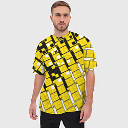 Футболка оверсайз мужская Киберпанк квадраты жёлтые, цвет: 3D-принт — фото 2