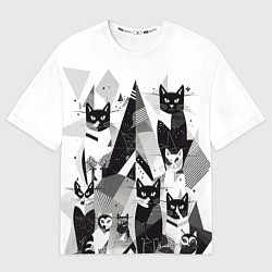 Мужская футболка оверсайз Абстрактные коты