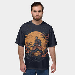 Футболка оверсайз мужская Самурай с катаной на рассвете, цвет: 3D-принт — фото 2