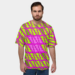 Футболка оверсайз мужская Ретро молнии розово-жёлтые, цвет: 3D-принт — фото 2