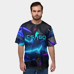 Футболка оверсайз мужская CS GO neon style, цвет: 3D-принт — фото 2