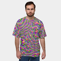 Футболка оверсайз мужская В полоску триппи, цвет: 3D-принт — фото 2