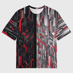 Футболка оверсайз мужская Киберпанк стена, цвет: 3D-принт