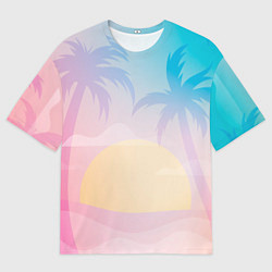 Футболка оверсайз мужская Градиентовый летний пейзаж, цвет: 3D-принт