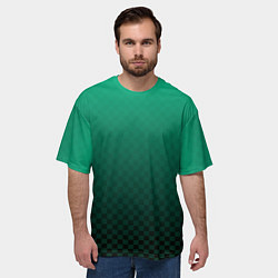 Футболка оверсайз мужская Аквамариновая клетка с градиентом, цвет: 3D-принт — фото 2