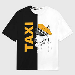 Мужская футболка оверсайз Собака в кепке таксиста