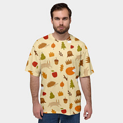 Футболка оверсайз мужская Паттерн - осень, цвет: 3D-принт — фото 2