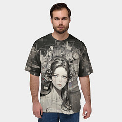 Футболка оверсайз мужская Девушка потерянная во времени, цвет: 3D-принт — фото 2