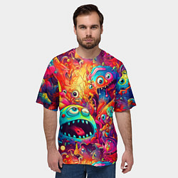 Футболка оверсайз мужская Кислотные чудики, цвет: 3D-принт — фото 2