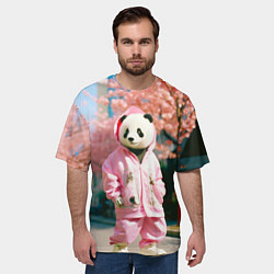 Футболка оверсайз мужская Милая панда в пуховике, цвет: 3D-принт — фото 2