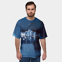 Футболка оверсайз мужская Кубики льда с дымком, цвет: 3D-принт — фото 2