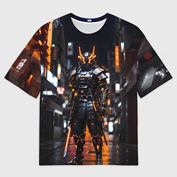 Футболка оверсайз мужская Кибер робот самурай от нейросети, цвет: 3D-принт