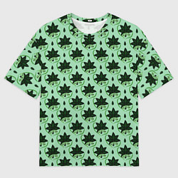 Футболка оверсайз мужская Да мы можем текст и листья, цвет: 3D-принт