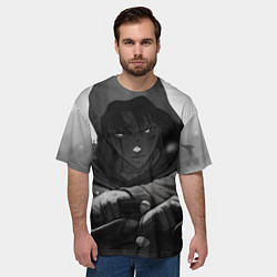 Футболка оверсайз мужская Атака Титанов Леви Аккерман, цвет: 3D-принт — фото 2