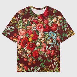 Мужская футболка оверсайз Платок цветочный узор