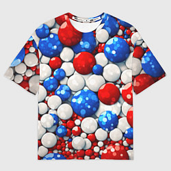 Футболка оверсайз мужская Шарики в цветах флага РФ, цвет: 3D-принт
