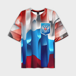 Футболка оверсайз мужская Синий герб РФ, цвет: 3D-принт