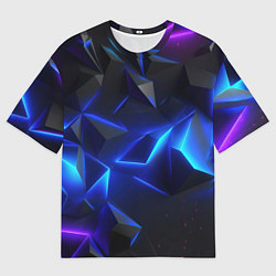 Футболка оверсайз мужская Blue dark neon, цвет: 3D-принт