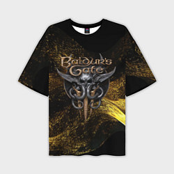 Футболка оверсайз мужская Baldurs Gate 3 logo gold black, цвет: 3D-принт