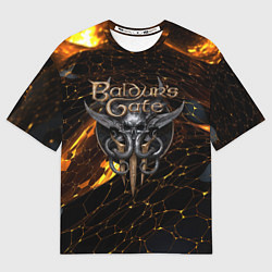 Футболка оверсайз мужская Baldurs Gate 3 logo gold and black, цвет: 3D-принт
