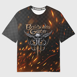 Футболка оверсайз мужская Baldurs Gate 3 logo fire, цвет: 3D-принт