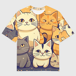 Футболка оверсайз мужская Кошачий принт от нейросети, цвет: 3D-принт