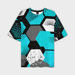 Мужская футболка оверсайз Шестиугольники абстрактный фон